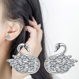 Electroplated Silver Swan Earrings - Weriion