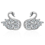 Electroplated Silver Swan Earrings - Weriion