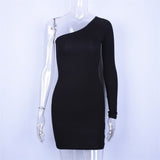 Elegant One Shoulder Long Sleeve Dress For Women - Weriion