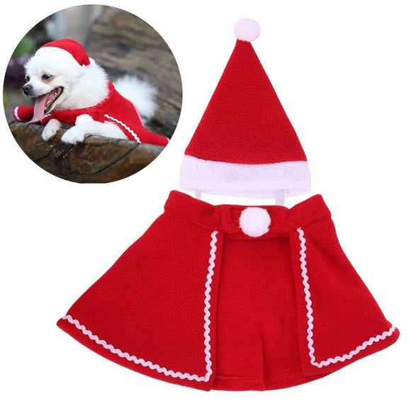 Fashionable Christmas Hat And Cloak Christmas Pet Outfit - Weriion