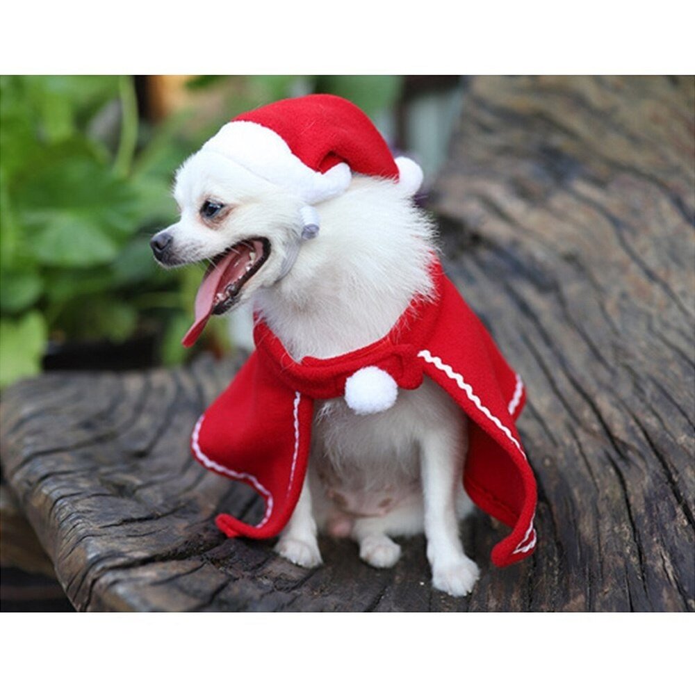 Fashionable Christmas Hat And Cloak Christmas Pet Outfit - Weriion