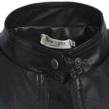 Faux Leather Jacket With Standing Collar - Weriion