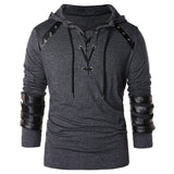 Faux Leather & Polyester Hoodie - Weriion