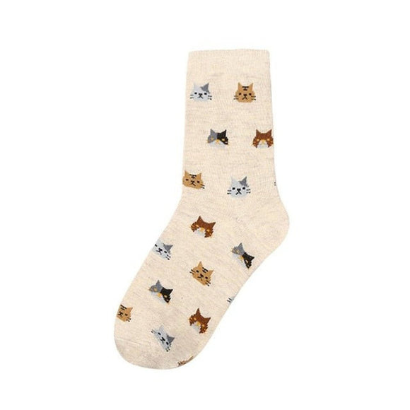 Funny Cat Print Socks For Women - Weriion