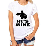 Funny Couple Matching Cotton T-Shirts Letter Print Valentines Day - Weriion