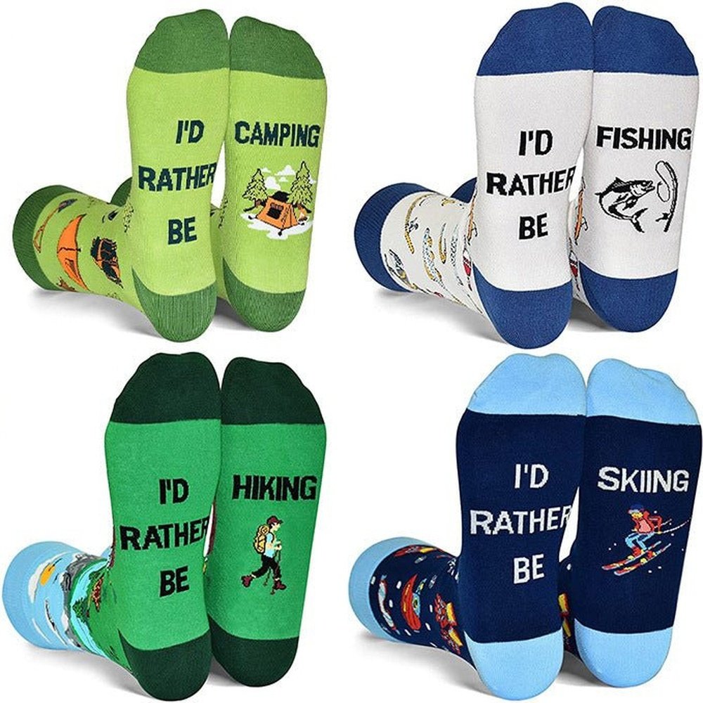 Funny Socks With I'D Rather Be Print - Weriion