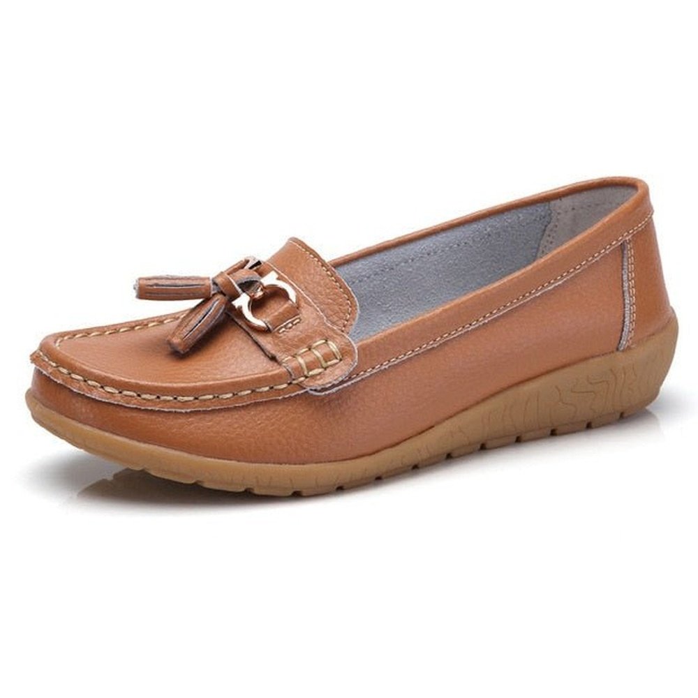 Genuine Leather Loafer Shoes For Women - Weriion