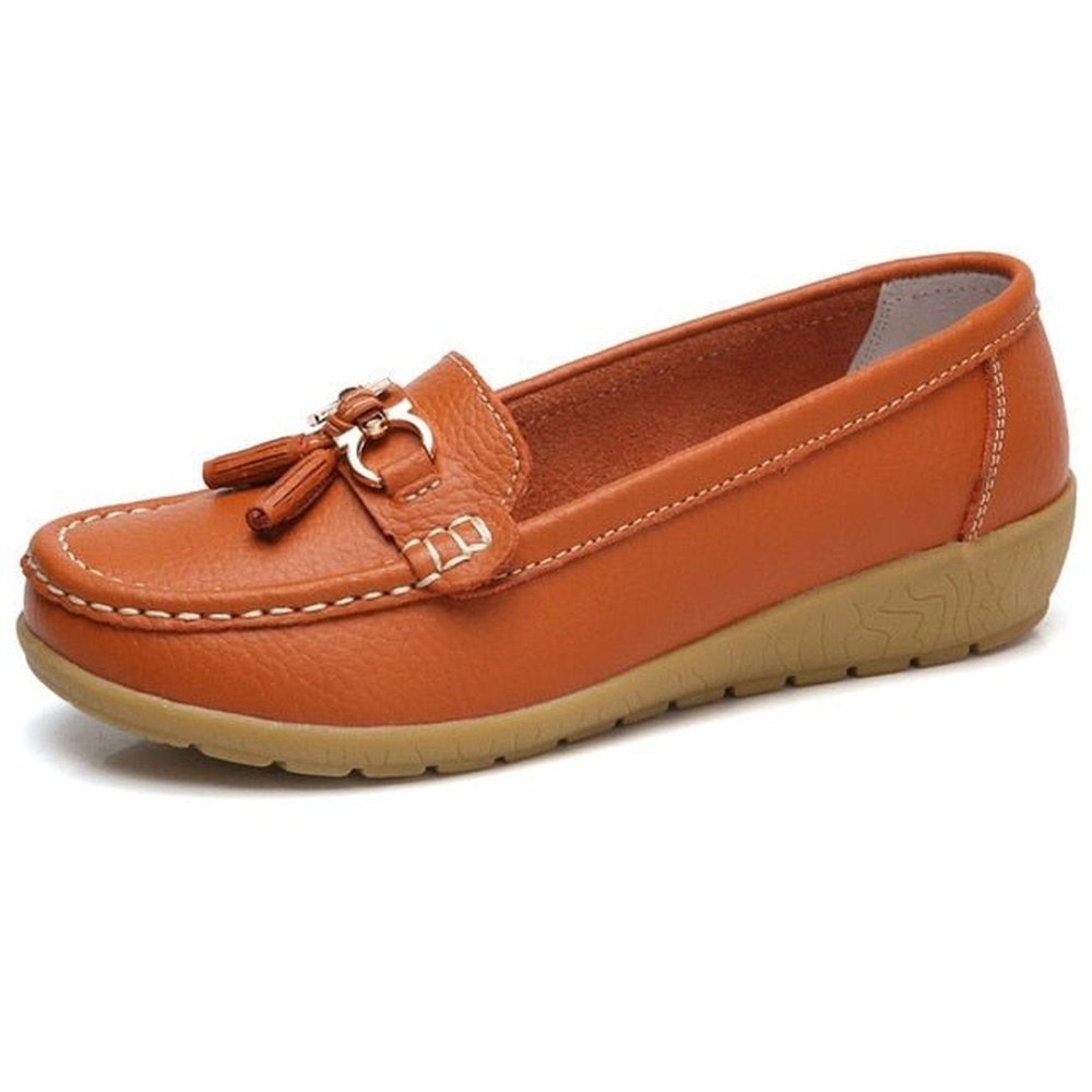 Genuine Leather Loafer Shoes For Women - Weriion