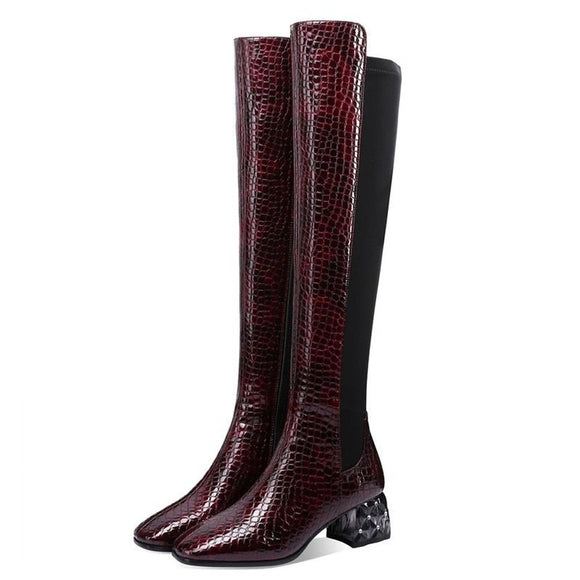 Genuine Leather Over The Knee Boots - Weriion