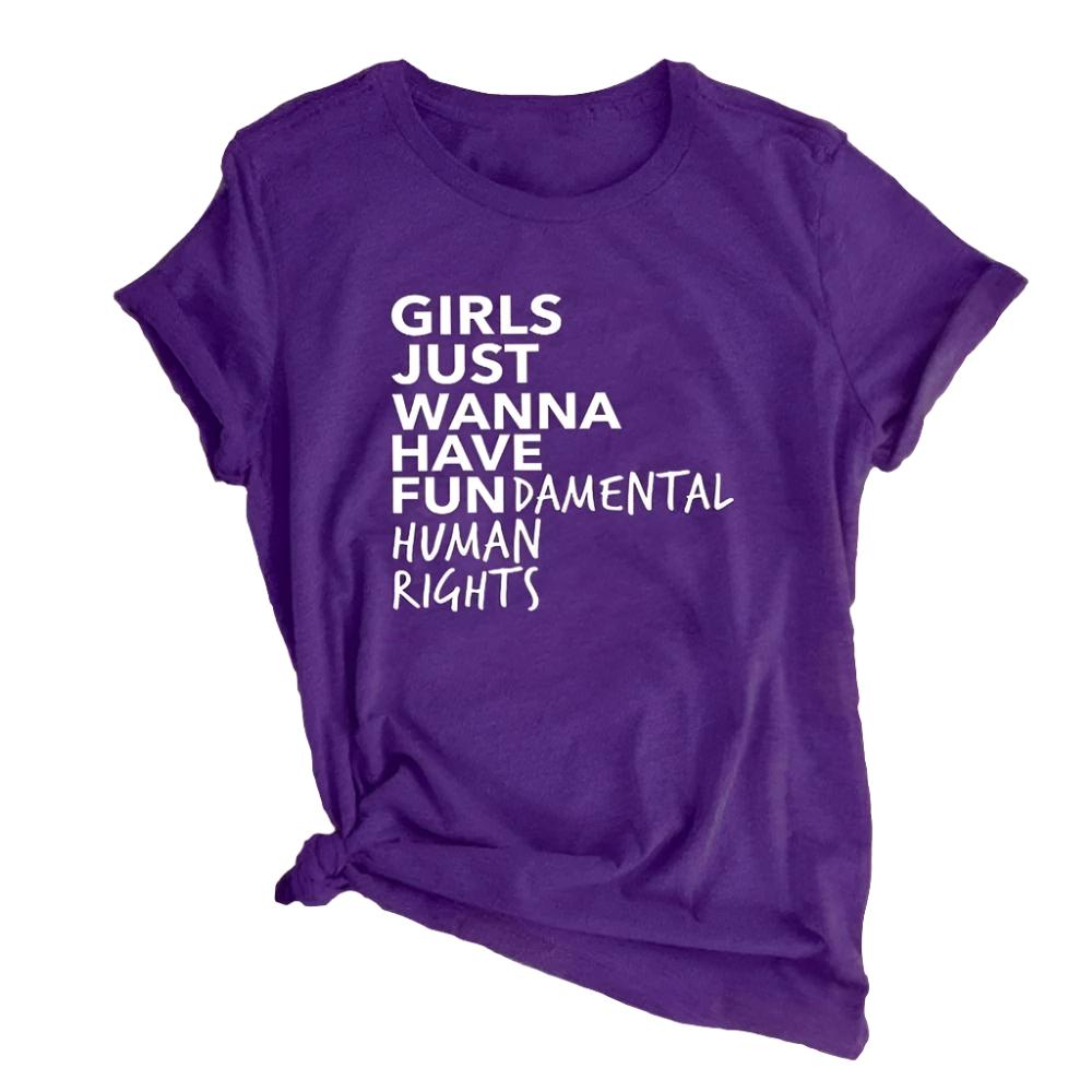 Girls Just Wanna Have Fundamental Human Rights Feminist T-Shirt - Weriion