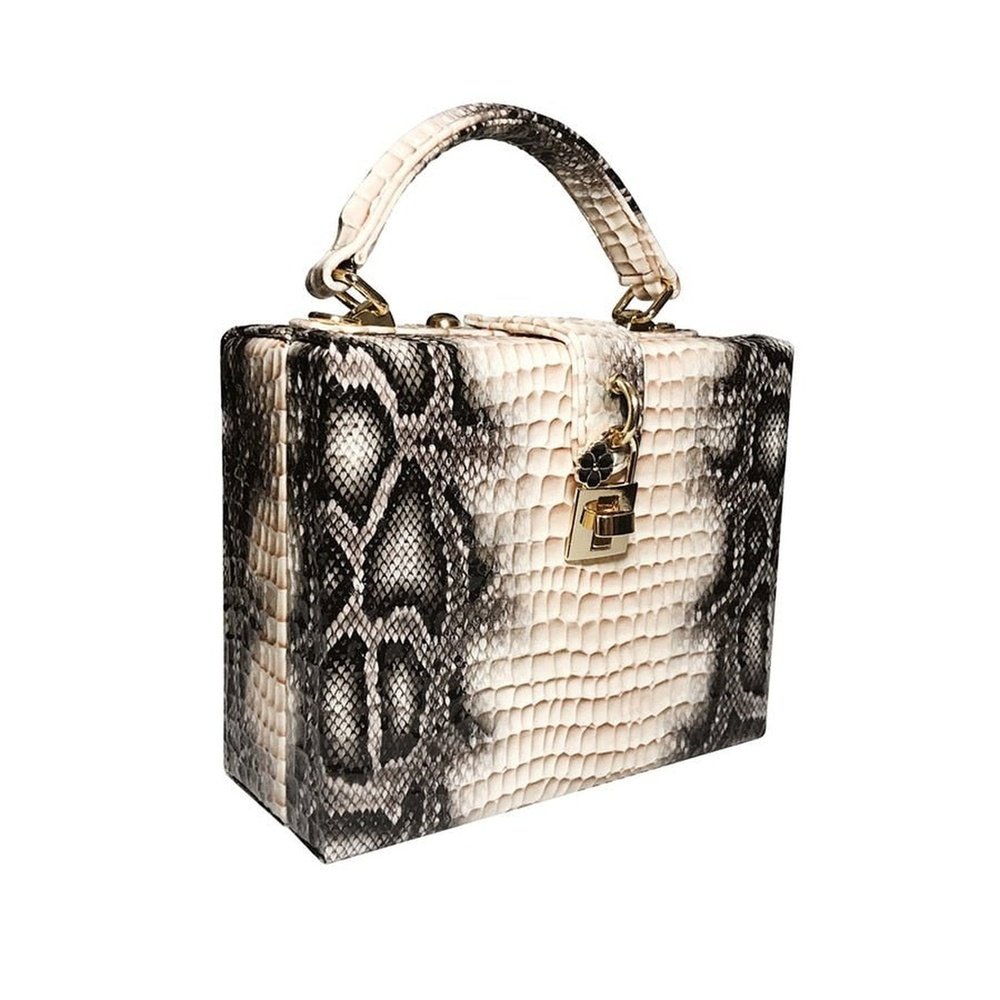 Gorgeous Handbag With Snake Pattern and Lock - Weriion