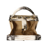 Gorgeous Handbag With Snake Pattern and Lock - Weriion