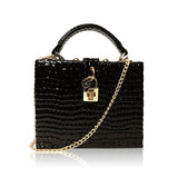 Gorgeous Handbag With Snake Pattern and Lock - Weriion