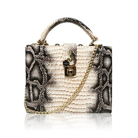 Gorgeous Handbag With Snake Pattern and Lock - Weriion