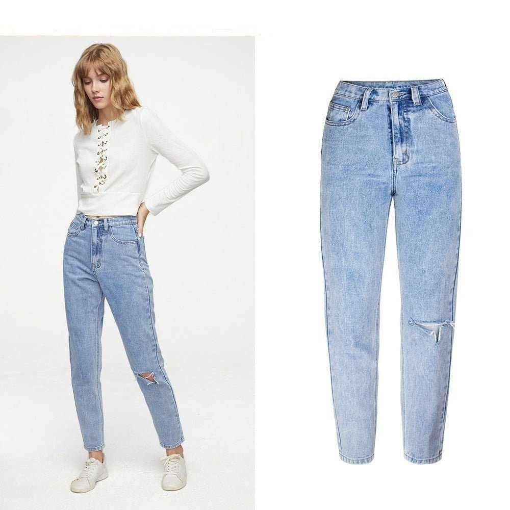 High Waist Loose Fit Jeans - Weriion