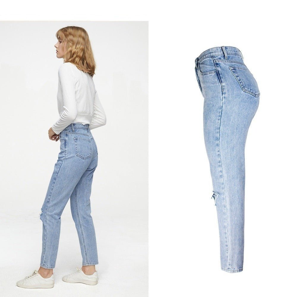 High Waist Loose Fit Jeans - Weriion