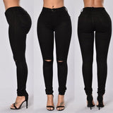 High Waist Ripped Slim Fit Jeans For Women - Weriion