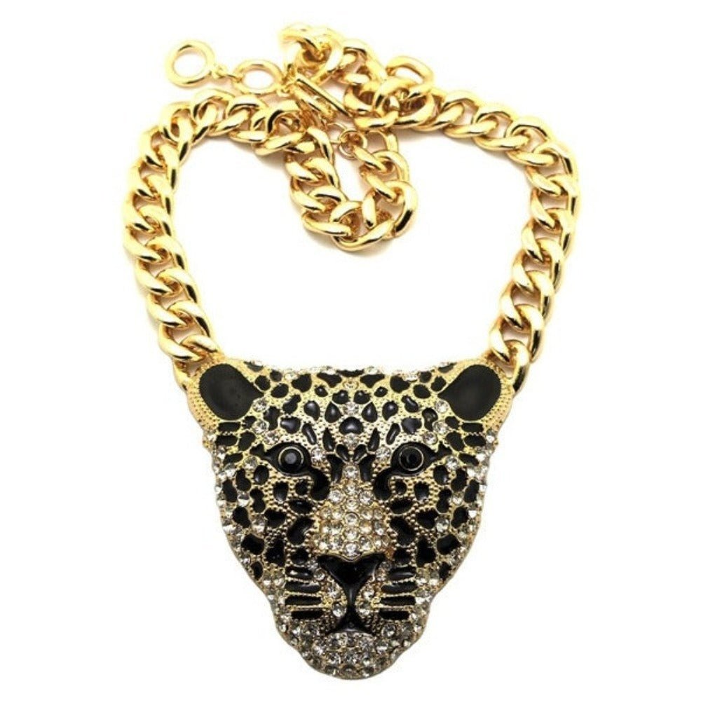 Hip Hop Chain Necklace With Leopard Pendant - Weriion