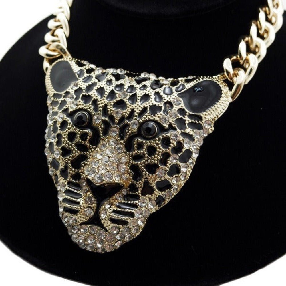 Hip Hop Chain Necklace With Leopard Pendant - Weriion