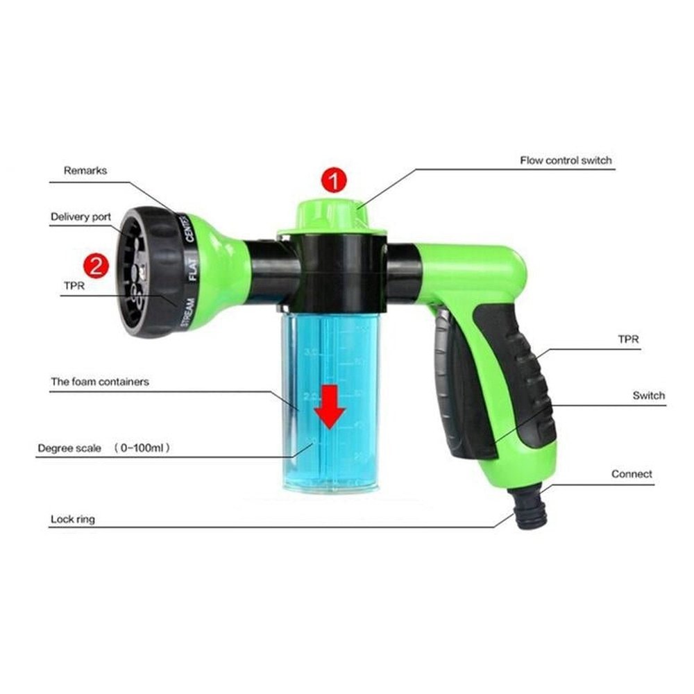 Hose Watering Gun Sprayer Car Cleaning Foam Spray Garden Watering Tool - Weriion