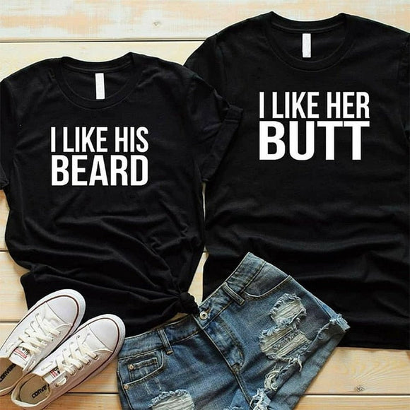I Like his Beard I Like Her Butt The Boss The Real Boss Tumblr Couples T-Shirts - Weriion