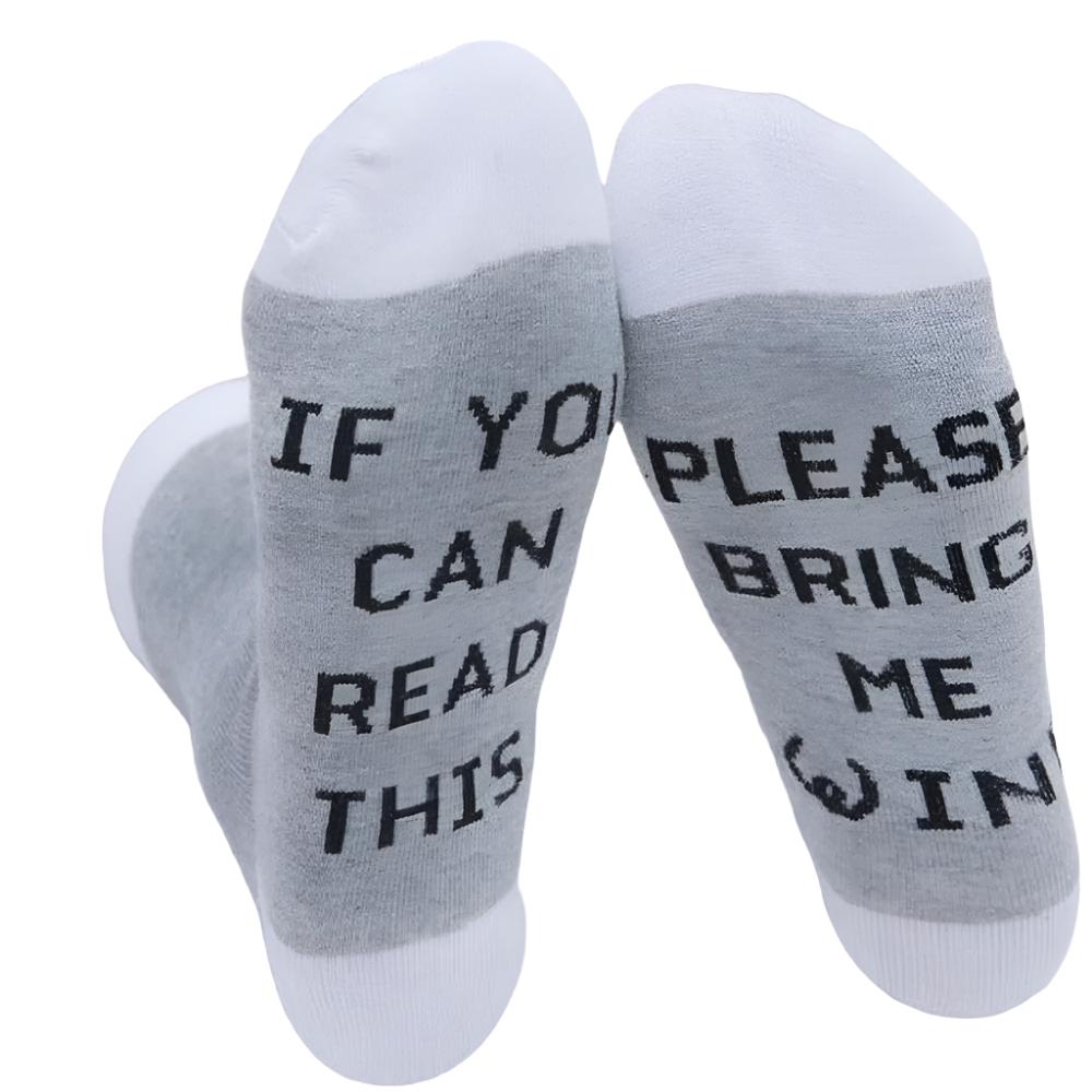 IF YOU CAN READ THIS Printed Text Cotton Socks - Weriion