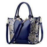 Leather Handbag For Women With Embroidered Flowers - Weriion
