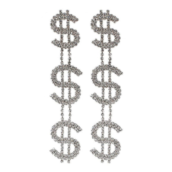 Long Dollar Sign Earrings - Weriion