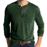 Long Sleeve T-Shirt With Buttons And Chest Pocket - Weriion