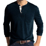 Long Sleeve T-Shirt With Buttons And Chest Pocket - Weriion