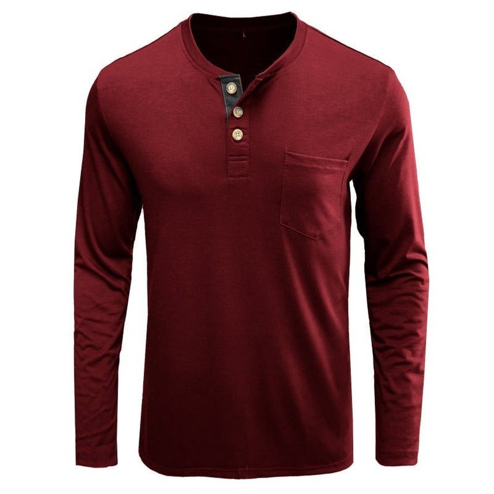 Long Sleeve T-Shirt With Buttons And Chest Pocket - Weriion