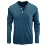 Long Sleeve T-Shirt With Buttons And Chest Pocket - Weriion