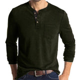 Long Sleeve T-Shirt With Buttons And Chest Pocket - Weriion