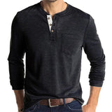 Long Sleeve T-Shirt With Buttons And Chest Pocket - Weriion