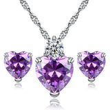 Lovely Crystal Necklace Earrings Jewelry Set - Weriion