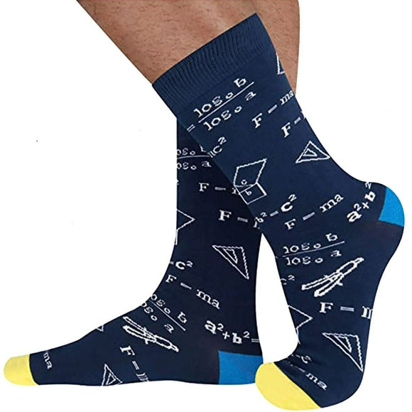 Men's Cotton Socks With Printed Mathematical Formulas - Weriion