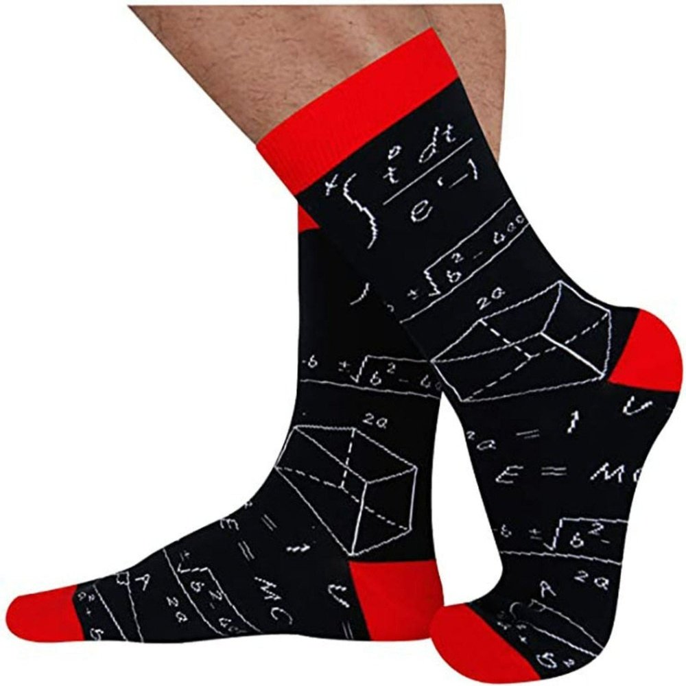 Men's Cotton Socks With Printed Mathematical Formulas - Weriion