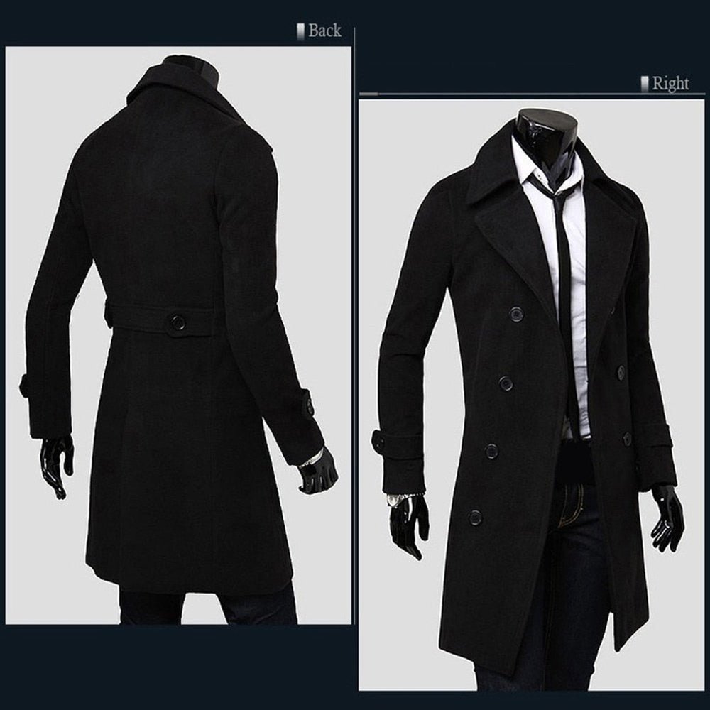 Men's Double Breasted Trench Coat - Weriion