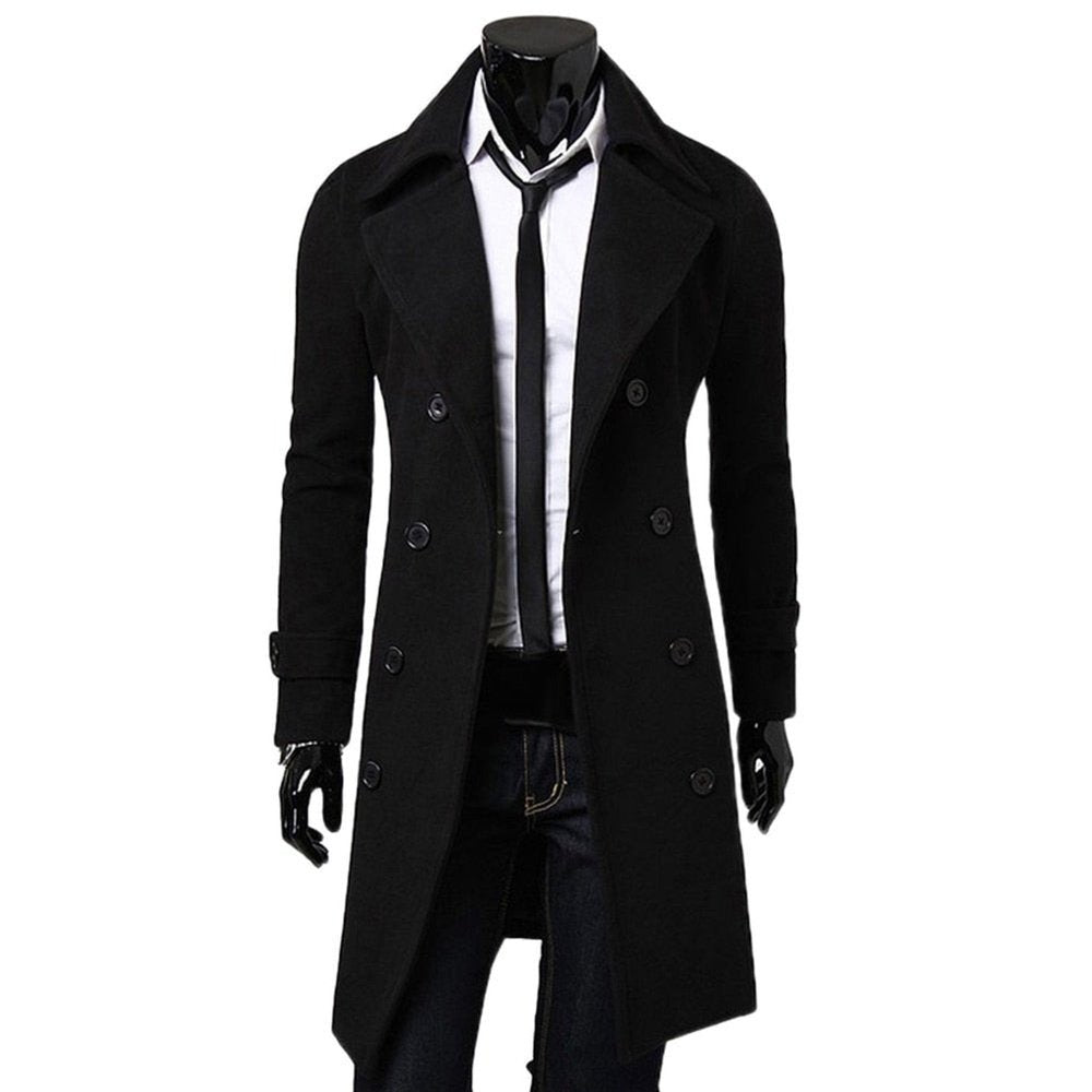 Men's Double Breasted Trench Coat - Weriion