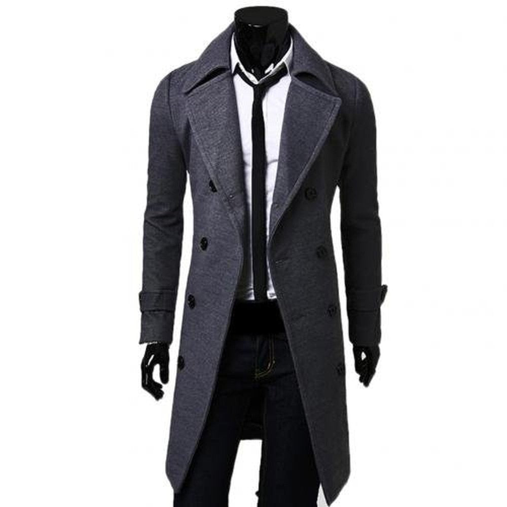 Men's Double Breasted Trench Coat - Weriion