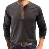 Men's Long Sleeve T-Shirt With Buttons - Weriion