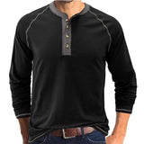 Men's Long Sleeve T-Shirt With Buttons - Weriion