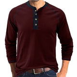 Men's Long Sleeve T-Shirt With Buttons - Weriion