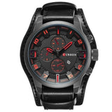 Men's Quartz Sports Military Watch With Leather Band - Weriion