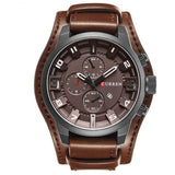 Men's Quartz Sports Military Watch With Leather Band - Weriion