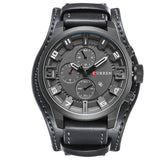 Men's Quartz Sports Military Watch With Leather Band - Weriion