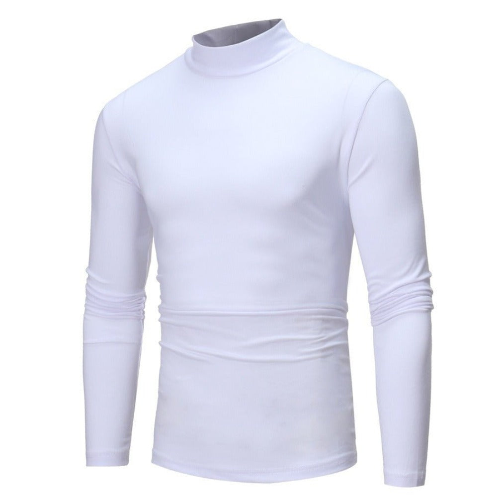 Men's Slim Fit High Collar Long Sleeve T-Shirt - Weriion