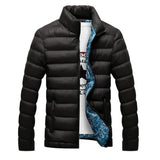 Men's Solid Thick Winter Jacket With Stand Collar - Weriion