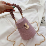 Mini Bucket Shaped PU Leather Handbag - Weriion