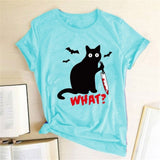 Murderous Black Cat With Knife Funny T-Shirt For Women - Weriion